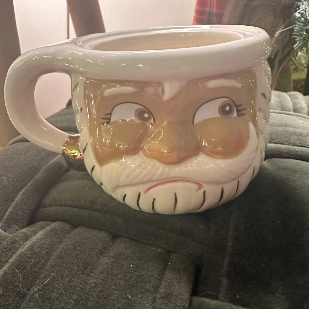 Glitterville Studios Santa Mug Naughty Nice mug with Marshmallow Coal Lid New